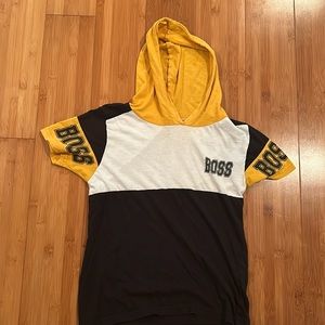 Yellow, Black, And White Hooded T-Shirt, Size 12(L) In Girls